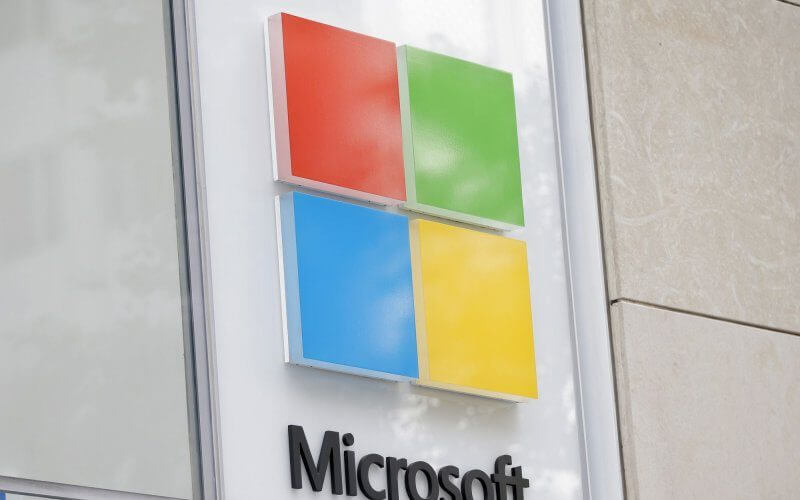 The brand logo for Microsoft is on display on Sixth Avenue in New York City on October 25, 2016. File Photo by John Angelillo/UPI