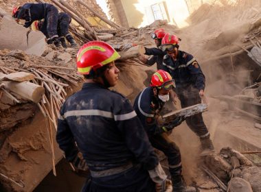 Emergency crews work, in the aftermath of a deadly earthquake, in Amizmiz, Morocco, September 10, 2023. REUTERS
