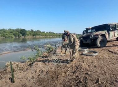 Florida and Tennessee National Guard troops lay concertina wire along the Rio Grand River bank near Eagle Pass, Texas, through Texas' border security mission, Operation Lone Star. thecentersquare.com