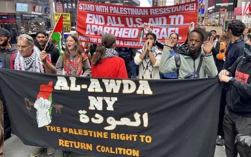 Democratic Socialists of America protest in solidarity with the Palestinians in New York City on Oct. 8, 2023. Per the NYPD, some 1,000 protesters attended the rally. (Peter Gerber for Fox News Digital)