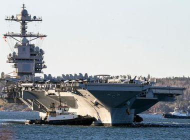 A file photo of the USS Gerald R. Ford, one of the world's largest aircraft carriers. (Andrew Vaughan/Associated Press)