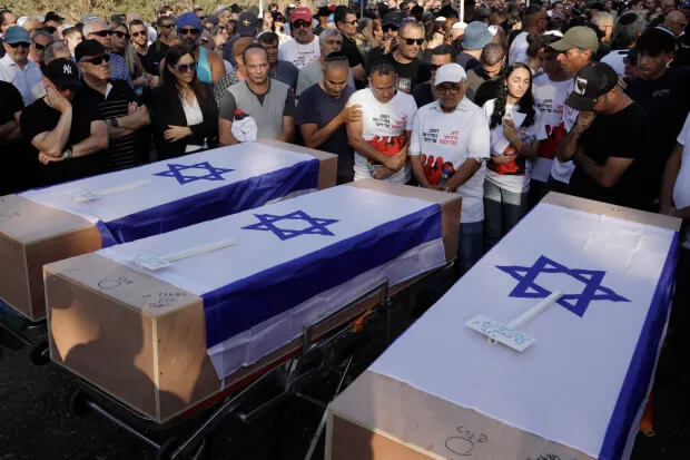 Funerals in Israel following the massacres by Hamas. Getty