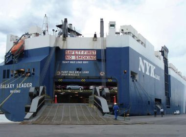 The Galaxy Leader is seen at the port of Koper, Slovenia on Sept. 16, 2008. Kristijan Bracun/AP