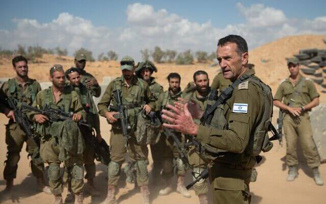 IDF Chief of Staff Lt. Gen. Herzi Halevi speaks to troops in southern Israel on October 15, 2023. (IDF)