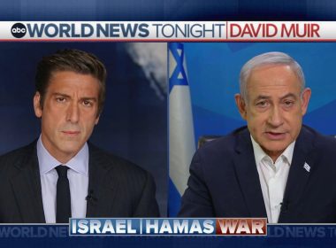 Israeli Prime Minister Benjamin Netanyahu speaks with ABC News World News Tonight anchor David Muir, Nov. 6, 2023. ABC News