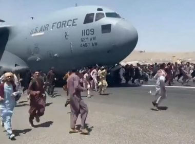 Desperate Afghans clung to plane leaving Taliban-controlled Kabul. news.sky.com