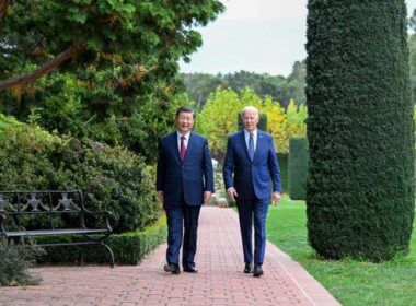 Chinese President Xi Jinping and U.S. President Joe Biden take a walk after their talks in the Filoli Estate in the U.S. state of California, Nov. 15, 2023. Xinhua News Agency