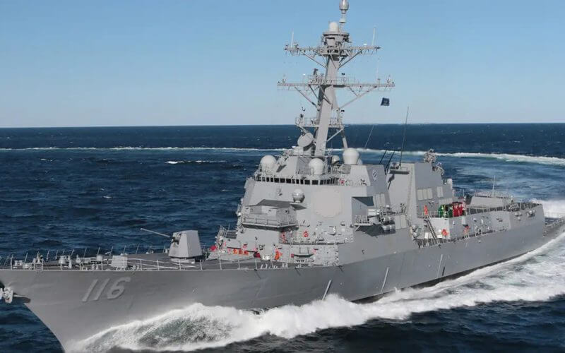 The USS Hudner, which came under attack by a Houthi drone and shot it down, is one of several U.S. warships operating recently in the Red Sea. U.S. Navy