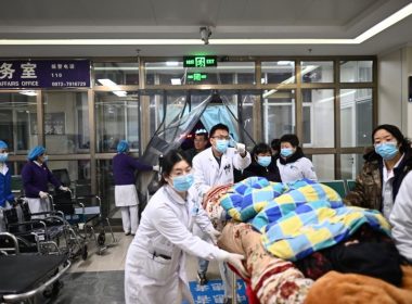 A person injured in an earthquake receives treatment at a hospital in Minhe Hui and Tu Autonomous County of Haidong City, Qinghai Province, China, on Tuesday. Zhang Hongxiang/EPA-EFE/XINHUA