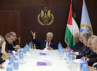 Palestinian Authority President Mahmoud Abbas meets with his government. AFP