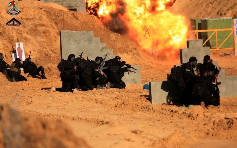An image released last year that appeared on social media showing Hamas training. Reuters