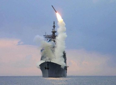 A Tomahawk cruise missile fired from aboard a U.S. destroyer. Wikimedia Commons