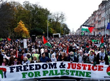 Demonstrators protest Israel in Dublin. Reuters