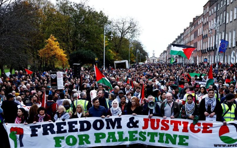 Demonstrators protest Israel in Dublin. Reuters