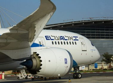 An El Al airplane on the tarmac at Israel's Ben Gurion International Airport. (Moshe Shai/Flash90)