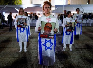 Friends and relatives of the Israeli hostages held in the Gaza attend a rally calling for their release in Tel Aviv, Israel | AP