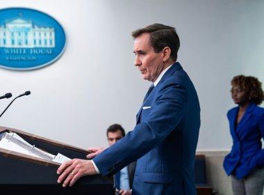National Security Council spokesman John Kirby speaks during a press briefing at the White House, Jan. 31, 2024, in Washington. AP