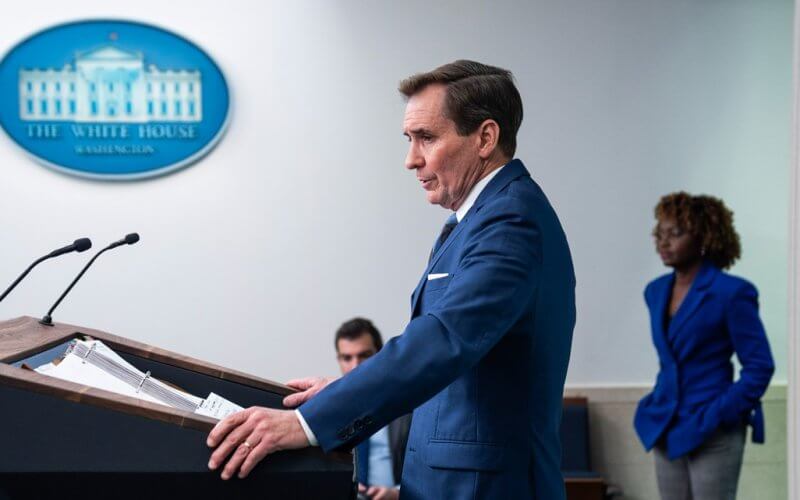 National Security Council spokesman John Kirby speaks during a press briefing at the White House, Jan. 31, 2024, in Washington. AP