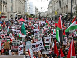 Thousands of protesters gathered in London to take part in a pro-Palestinian demonstration. Reuters