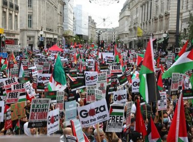 Thousands of protesters gathered in London to take part in a pro-Palestinian demonstration. Reuters