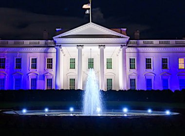 White House illuminated in the blue and white colors of the Israeli flag on Oct. 9, 2023, as a symbol of the ironclad support and solidarity of the American people with the people of Israel in the wake of the terrorist attacks committed by Hamas. Official White House photo.