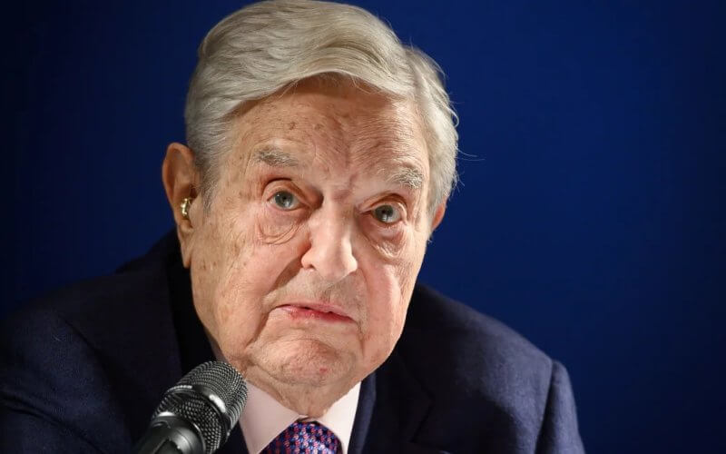 George Soros delivers a speech on the sideline of the World Economic Forum in 2019. AFP