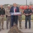 Former President Donald Trump with Texas Gov. Greg Abbott (far left) at the U.S. border with Mexico in Eagle Pass, Texas. facebook.com