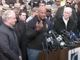Maryland Gov. Wes Moore speaks at a press conference Tuesday, March 26, 2024. Moore was talking about the early-morning crash of a cargo ship into the Francis Scott Key Bridge. youtube.com