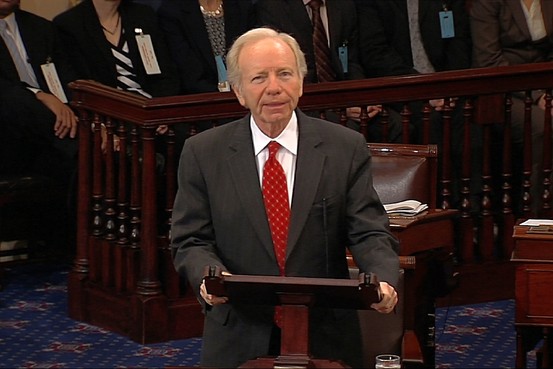 Sen. Joseph Lieberman delivers his farewell Senate speech. AP