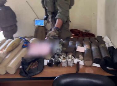 Mortars captured by IDF troops at Shifa Hospital’s MRI center, in a video released on March 25, 2024. IDF