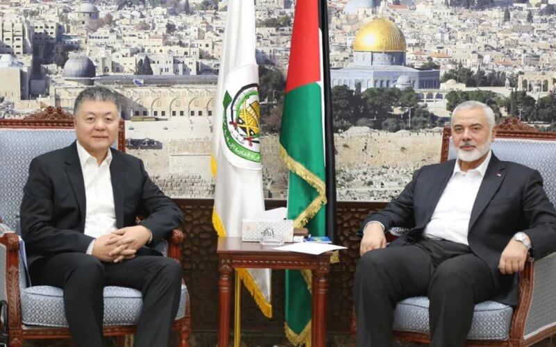 Ismail Haniyeh meeting with Wang Kejian. whatsapp.com