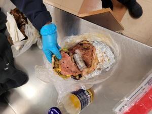 Border Patrol agents found fentanyl hidden in a hamburger. U.S. Customs and Border Protection