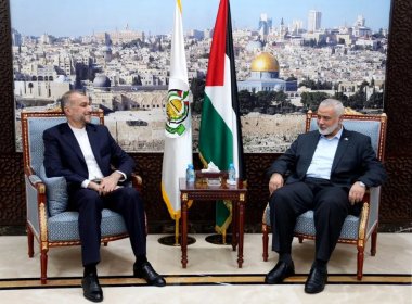 Iran's foreign minister, Hossein Amir Abdollahian, meets with Palestinian group Hamas's top leader, Ismail Haniyeh, in Doha. AFP
