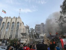 The Iran regime's bombed diplomatic compound in Damascus. AFP