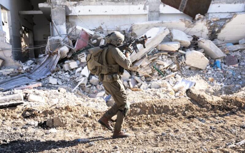An IDF soldier with the Commando Brigade operates in Khan Younis on March 27. IDF