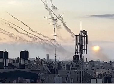 Muslim terrorists with Hamas fire a barrage of rockets against Israel on Saturday, Oct. 7, 2023. wnd.com