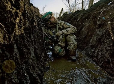 A Ukrainian soldier close to Bakhmut. AP