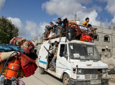 Palestinians leaving Rafah. Reuters