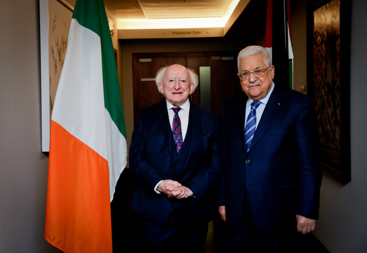 The President of Ireland, Michael Higgins meets Palestinian leader Mahmoud Abbas in 2022. president.ie