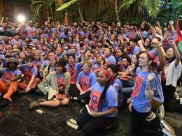 Activists from the U.S. traveled with the People’s Forum and met with Cuban President Miguel Díaz-Canel on May Day, or International Workers’ Day on May, 2023 | Estudios Revolución