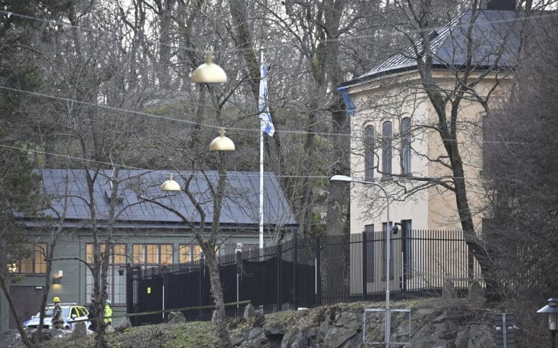 Israel's embassy in Stockholm. AP