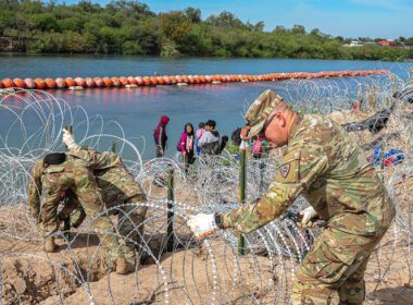 Concertina wire is installed along the banks of the Rio Grande River as part of "Operation Lone Star," Texas Gov. Greg Abbott's border security mission. twitter.com