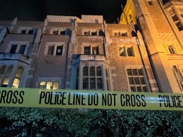 Police cordoned off Kerckoff Hall at UCLA after pro-Palestine protestors occupied the building while UCLA chancellor Gene D. Block testified before Congress over the campus's protests. Kenneth Schrupp
