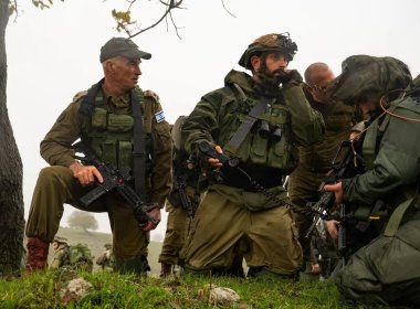 IDF head of the Northern Command, Major General Ori Gordin (L), during a battalion exercise near the border with Lebanon. IDF