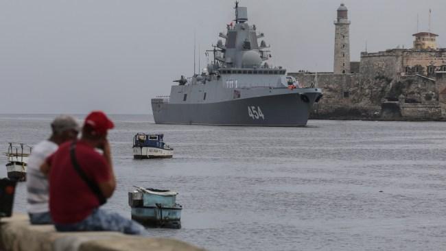 The naval detachment reached Cuban waters on Wednesday. AP