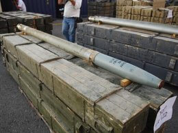Captured Hezbollah 122 mm BM-21 Grad rocket. wikipedia.org