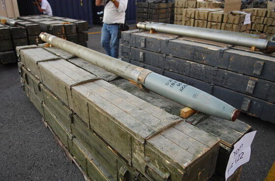 Captured Hezbollah 122 mm BM-21 Grad rocket. wikipedia.org