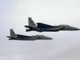 Two F-15EX fighter jets. U.S. Air Force.