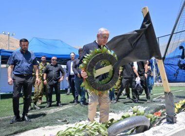 Prime Minister Benjamin Netanyahu during a visit to the Druze village of Majdal Shams. AMIR MERON/GPO