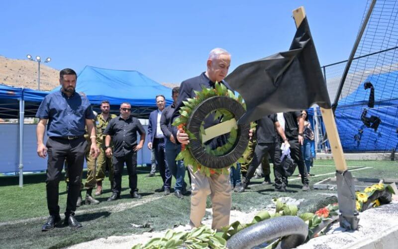 Prime Minister Benjamin Netanyahu during a visit to the Druze village of Majdal Shams. AMIR MERON/GPO